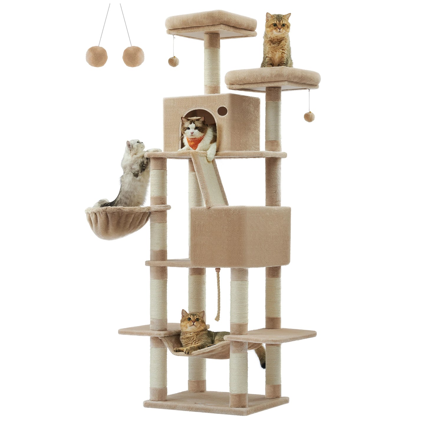 Lumoraa – Luxe XXL Krabpaal voor Katten, 206 cm Hoog | 13 Krabpalen, Hangmat, Huisjes en Meer - Lumoraa