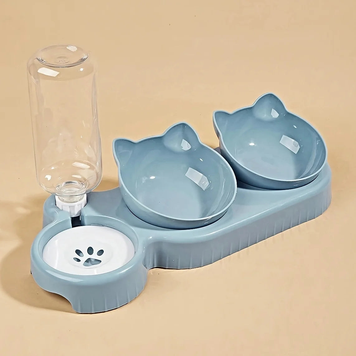 Pet Feeders 3-in-1 Water & Food Bowl Set voor Katten en Honden met Gravity Waterfles voor Nekbescherming