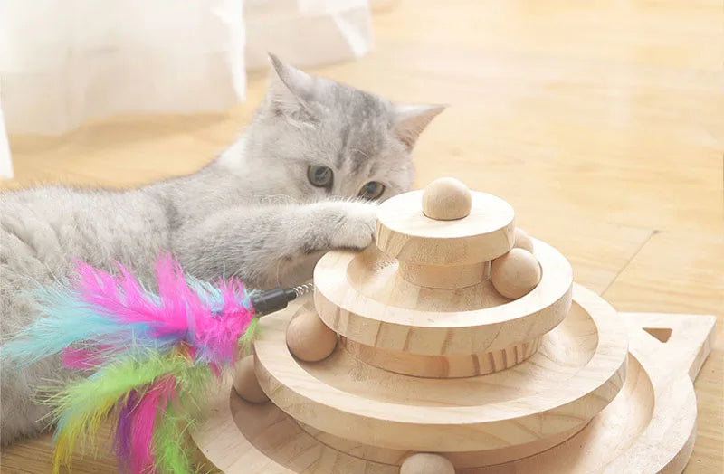🐾 Houten Kat Speeltoren – 3 Niveaus van Plezier en Slimme Training! - Lumoraa