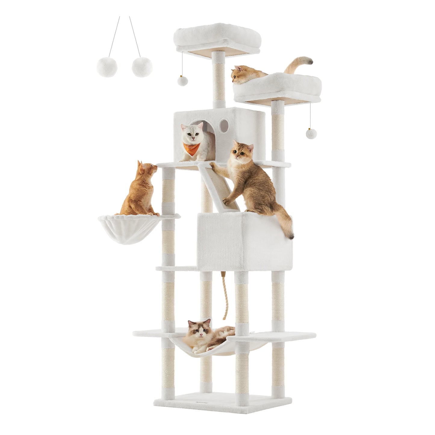 Lumoraa – Luxe XXL Krabpaal voor Katten, 206 cm Hoog | 13 Krabpalen, Hangmat, Huisjes en Meer - Lumoraa