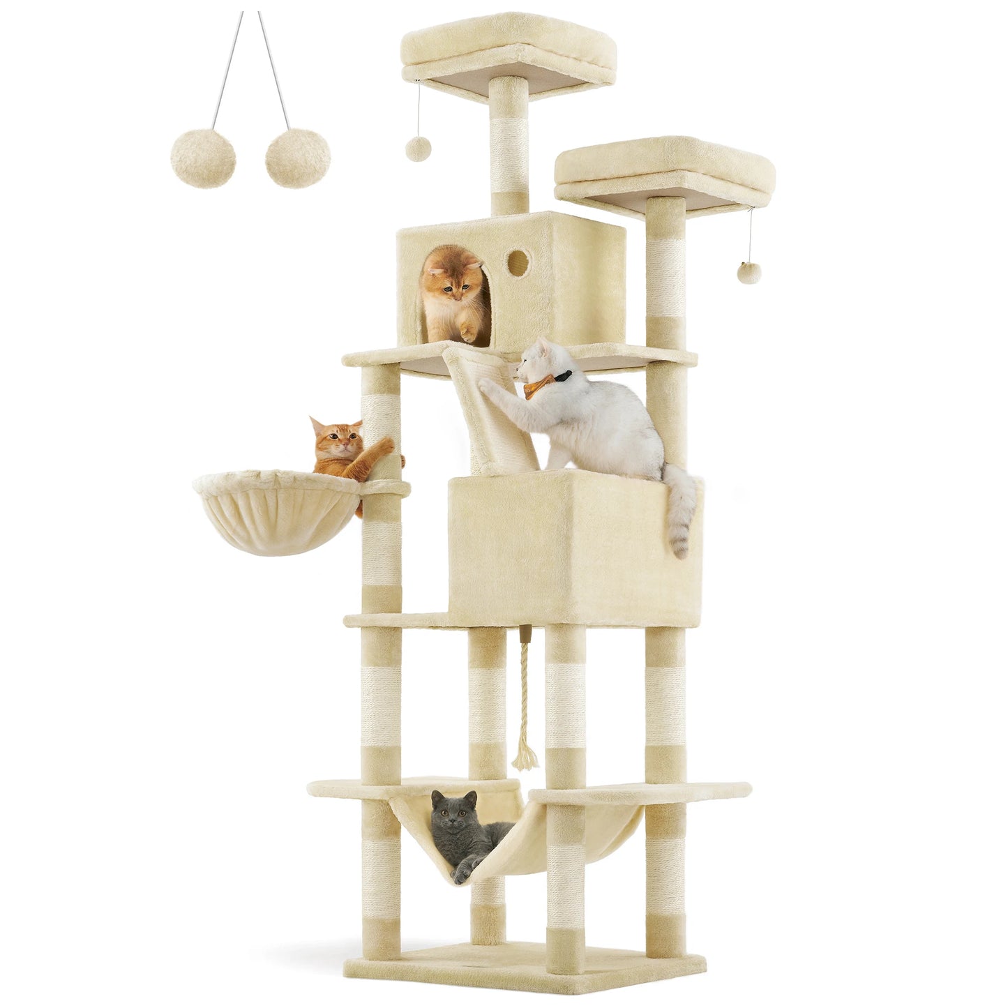 Lumoraa – Luxe XXL Krabpaal voor Katten, 206 cm Hoog | 13 Krabpalen, Hangmat, Huisjes en Meer - Lumoraa
