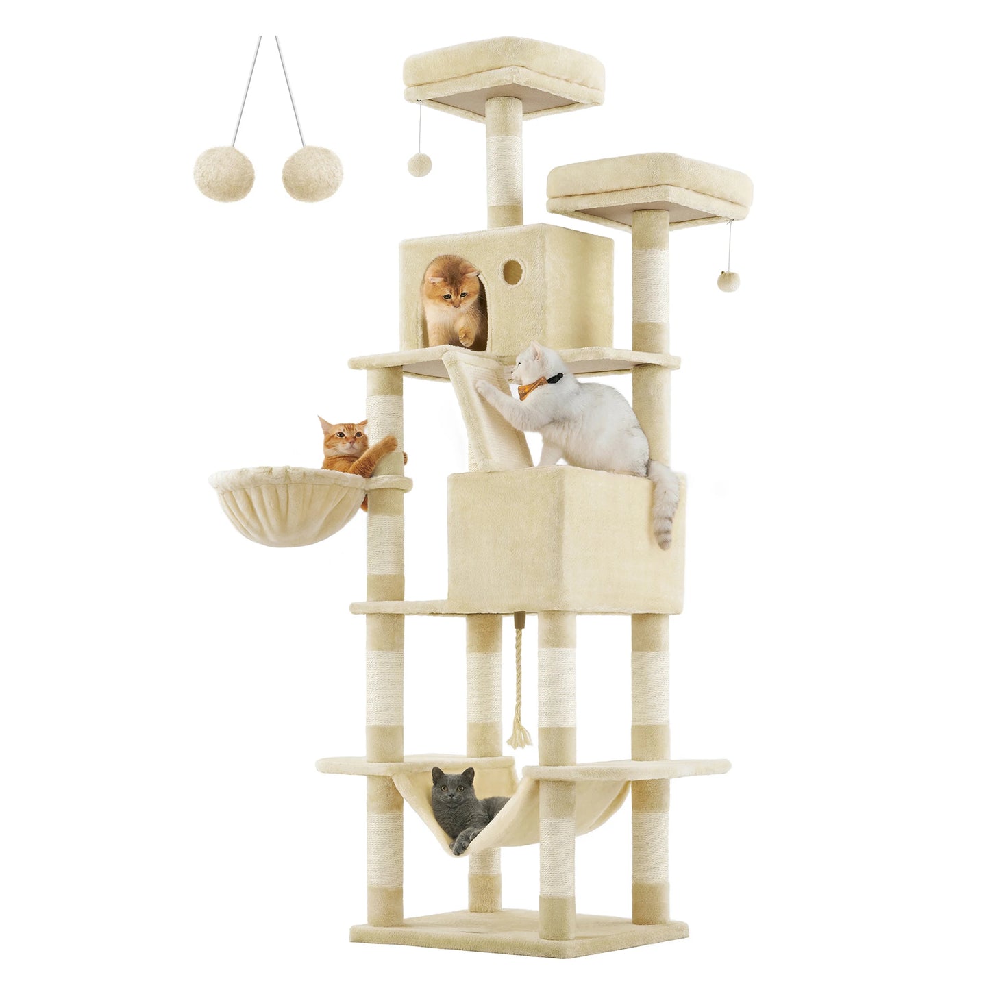 Lumoraa – Luxe XXL Krabpaal voor Katten, 206 cm Hoog | 13 Krabpalen, Hangmat, Huisjes en Meer - Lumoraa