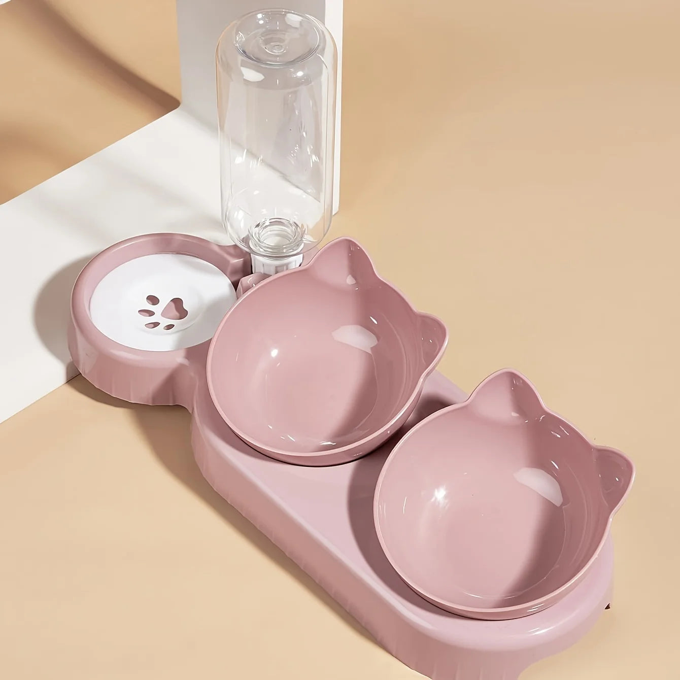 Pet Feeders 3-in-1 Water & Food Bowl Set voor Katten en Honden met Gravity Waterfles voor Nekbescherming