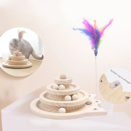 🐾 Houten Kat Speeltoren – 3 Niveaus van Plezier en Slimme Training! - Lumoraa