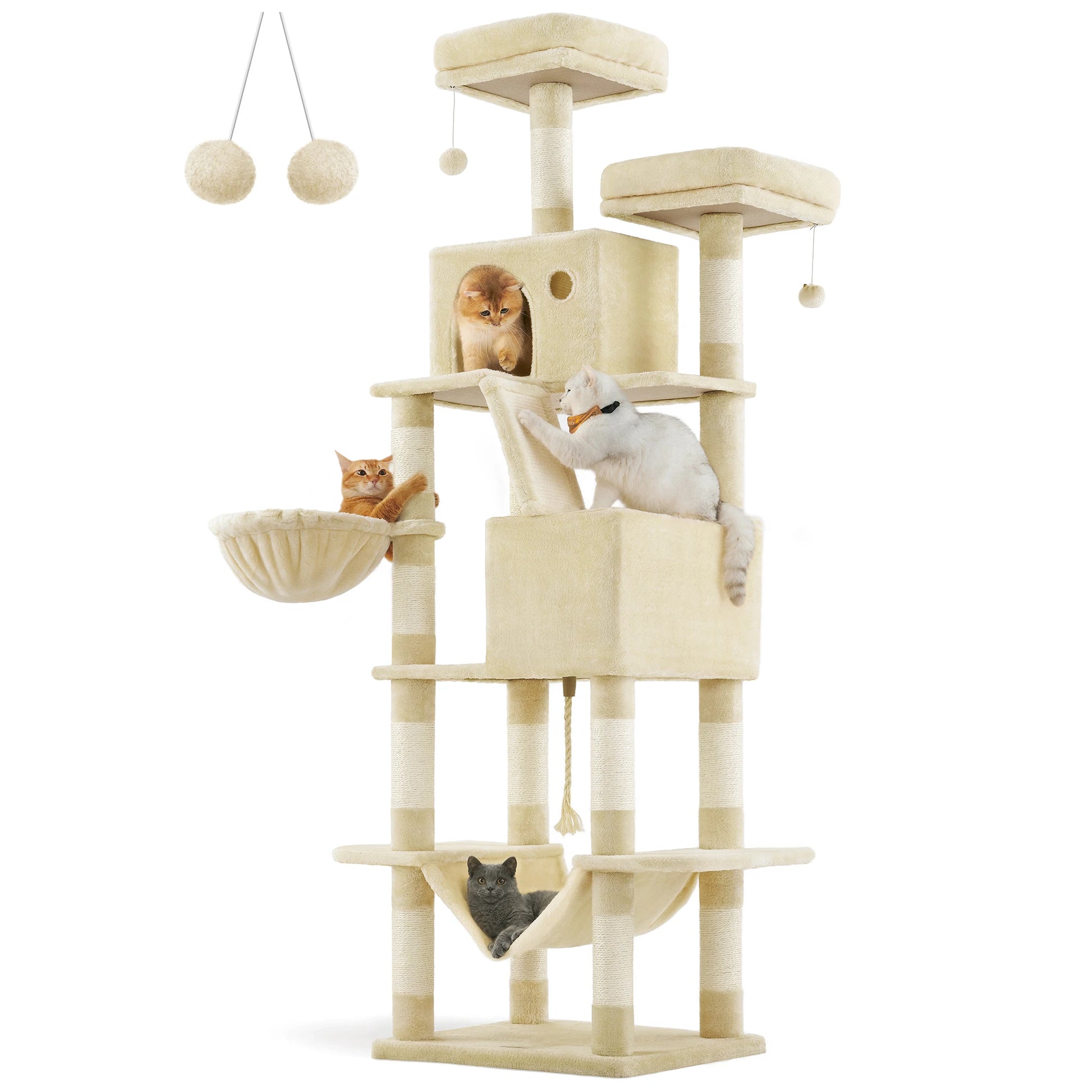 Lumoraa – Luxe XXL Krabpaal voor Katten, 206 cm Hoog | 13 Krabpalen, Hangmat, Huisjes en Meer - Lumoraa