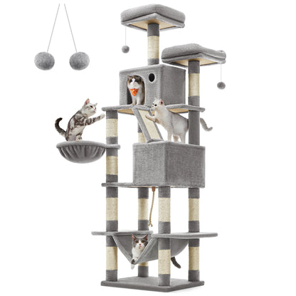 Lumoraa – Luxe XXL Krabpaal voor Katten, 206 cm Hoog | 13 Krabpalen, Hangmat, Huisjes en Meer - Lumoraa