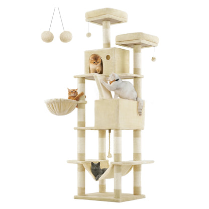Lumoraa – Luxe XXL Krabpaal voor Katten, 206 cm Hoog | 13 Krabpalen, Hangmat, Huisjes en Meer - Lumoraa