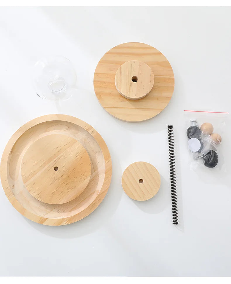 Wooden 2/3 Levels Pet cat Toy Tower Tracks Disc cat Intelligence Amusement Triple Play Disc Cat toys ball Training Toys - Lumoraa